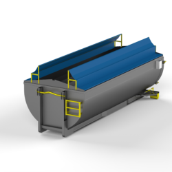 Hook lift container for sludge transport